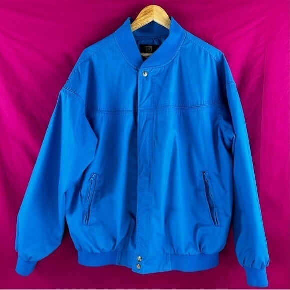 Vintage 80s/90s Men's‎ XL Blue Bomber Jacket Classic Grandpa Streetwear Haband - Picture 3 of 16